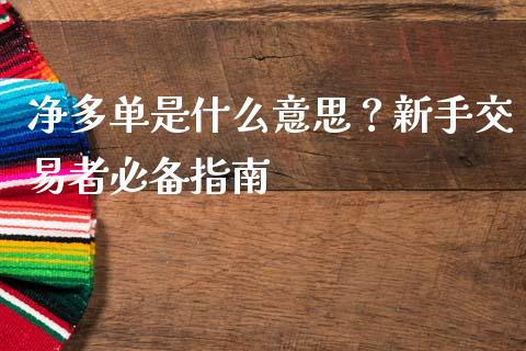 净多单是什么意思？新手交易者必备指南_https://cj.lansai.wang_金融问答_第1张