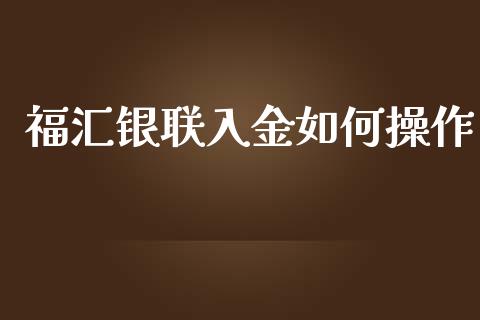 福汇银联入金如何操作_https://cj.lansai.wang_财经问答_第1张