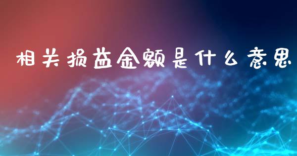 相关损益金额是什么意思_https://cj.lansai.wang_会计问答_第1张