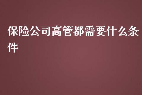 保险公司高管都需要什么条件_https://cj.lansai.wang_财经百问_第1张