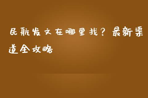 民航发文在哪里找？最新渠道全攻略_https://cj.lansai.wang_财经问答_第1张