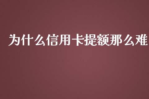 为什么信用卡提额那么难_https://cj.lansai.wang_理财问答_第1张