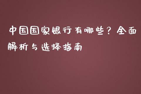 中国国家银行有哪些？全面解析与选择指南_https://cj.lansai.wang_财经问答_第1张