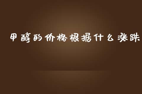 甲醇的价格根据什么涨跌_https://cj.lansai.wang_期货问答_第1张