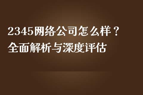 2345网络公司怎么样？全面解析与深度评估_https://cj.lansai.wang_金融问答_第1张