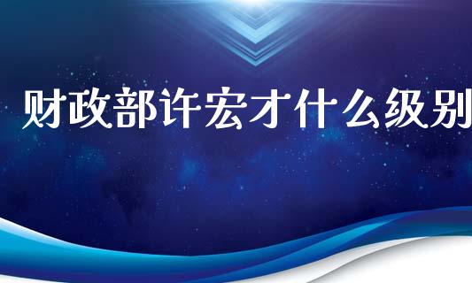 财政部许宏才什么级别_https://cj.lansai.wang_会计问答_第1张