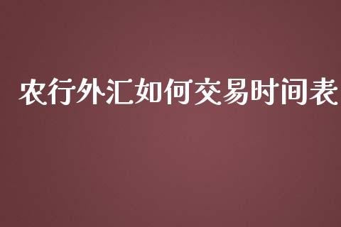 农行外汇如何交易时间表_https://cj.lansai.wang_财经问答_第1张