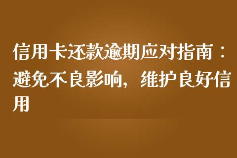 信用卡还款逾期应对指南：避免不良影响，维护良好信用_https://cj.lansai.wang_金融问答_第1张