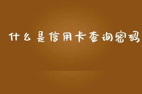 什么是信用卡查询密码_https://cj.lansai.wang_金融问答_第1张