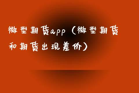 微型期货app（微型期货和期货出现差价）_https://cj.lansai.wang_会计问答_第1张