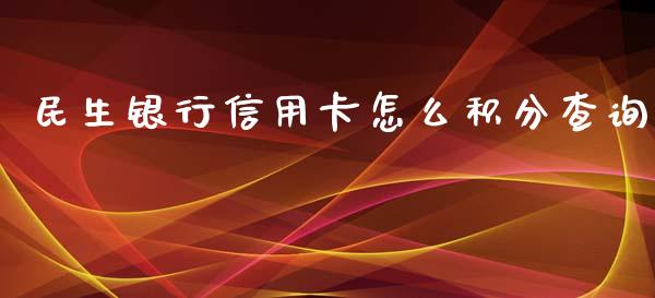 民生银行信用卡怎么积分查询_https://cj.lansai.wang_金融问答_第1张