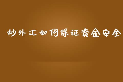 炒外汇如何保证资金安全_https://cj.lansai.wang_金融问答_第1张