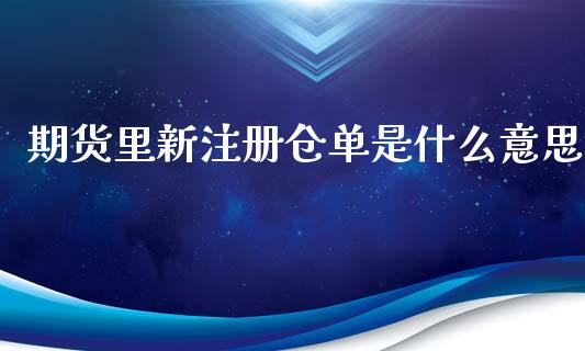 期货里新注册仓单是什么意思_https://cj.lansai.wang_会计问答_第1张