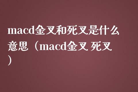 macd金叉和死叉是什么意思（macd金叉 死叉）_https://cj.lansai.wang_理财问答_第1张