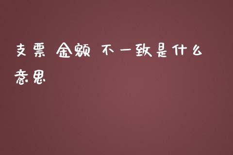 支票 金额 不一致是什么意思_https://cj.lansai.wang_会计问答_第1张