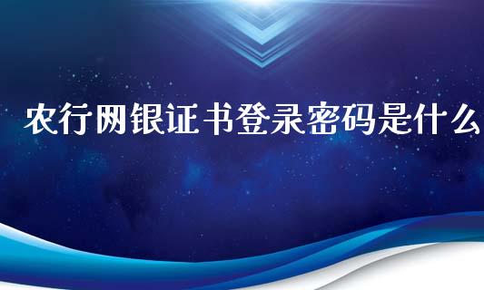 农行网银证书登录密码是什么_https://cj.lansai.wang_金融问答_第1张