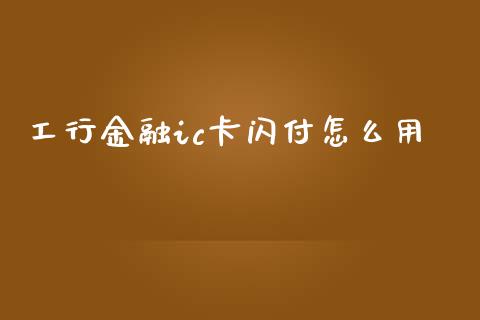 工行金融ic卡闪付怎么用_https://cj.lansai.wang_理财问答_第1张