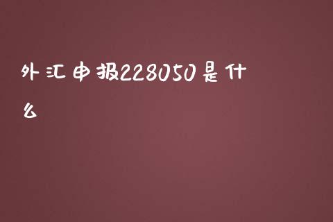 外汇申报228050是什么_https://cj.lansai.wang_会计问答_第1张