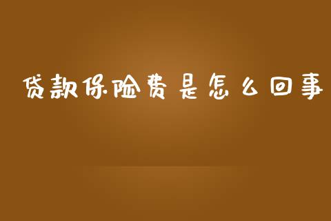 贷款保险费是怎么回事_https://cj.lansai.wang_保险问答_第1张