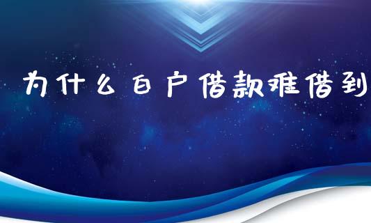 为什么白户借款难借到_https://cj.lansai.wang_理财问答_第1张