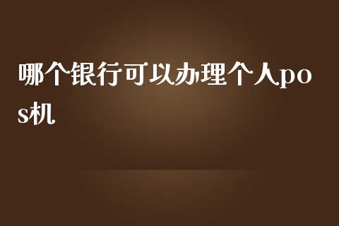 哪个银行可以办理个人pos机_https://cj.lansai.wang_理财问答_第1张