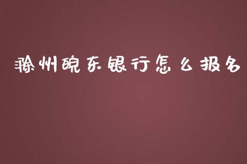 滁州皖东银行怎么报名_https://cj.lansai.wang_财经百问_第1张