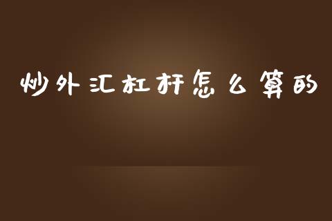 炒外汇杠杆怎么算的_https://cj.lansai.wang_财经问答_第1张