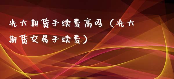 光大期货手续费高吗（光大期货交易手续费）_https://cj.lansai.wang_保险问答_第1张