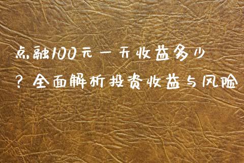 点融100元一天收益多少？全面解析投资收益与风险_https://cj.lansai.wang_保险问答_第1张