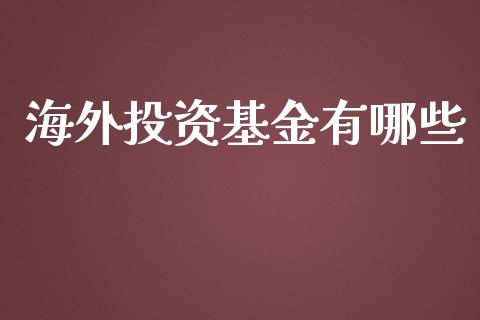 海外投资基金有哪些_https://cj.lansai.wang_股市问答_第1张