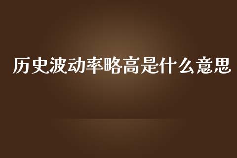 历史波动率略高是什么意思_https://cj.lansai.wang_会计问答_第1张