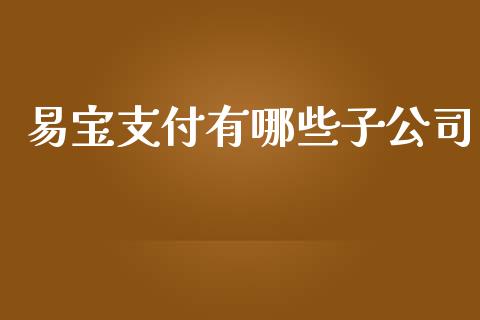 易宝支付有哪些子公司_https://cj.lansai.wang_理财问答_第1张