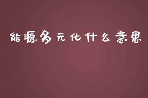 能源多元化什么意思_https://cj.lansai.wang_金融问答_第1张