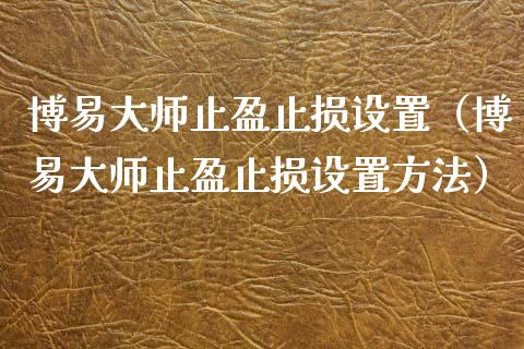 博易大师止盈止损设置（博易大师止盈止损设置方法）_https://cj.lansai.wang_会计问答_第1张