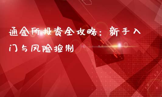 通金所投资全攻略：新手入门与风险控制_https://cj.lansai.wang_财经百问_第1张