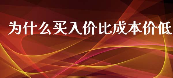 为什么买入价比成本价低_https://cj.lansai.wang_期货问答_第1张