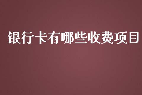 银行卡有哪些收费项目_https://cj.lansai.wang_股市问答_第1张