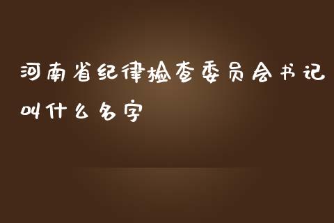 河南省纪律检查委员会书记叫什么名字_https://cj.lansai.wang_期货问答_第1张