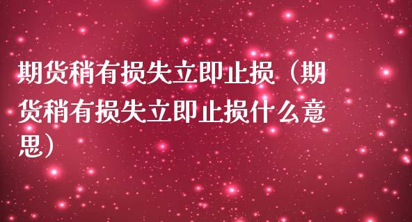 期货稍有损失立即止损（期货稍有损失立即止损什么意思）_https://cj.lansai.wang_保险问答_第1张