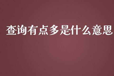 查询有点多是什么意思_https://cj.lansai.wang_理财问答_第1张