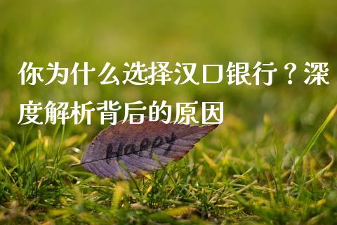 你为什么选择汉口银行？深度解析背后的原因_https://cj.lansai.wang_财经问答_第1张