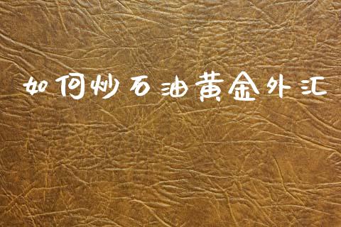 如何炒石油黄金外汇_https://cj.lansai.wang_财经问答_第1张