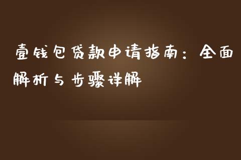 壹钱包贷款申请指南：全面解析与步骤详解_https://cj.lansai.wang_理财问答_第1张