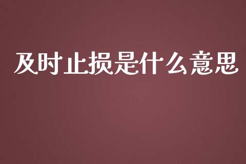 及时止损是什么意思_https://cj.lansai.wang_理财问答_第1张