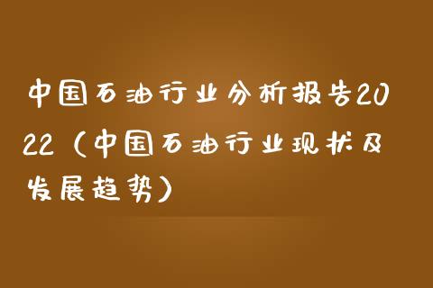 中国石油行业分析报告2022（中国石油行业现状及发展趋势）_https://cj.lansai.wang_财经百问_第1张