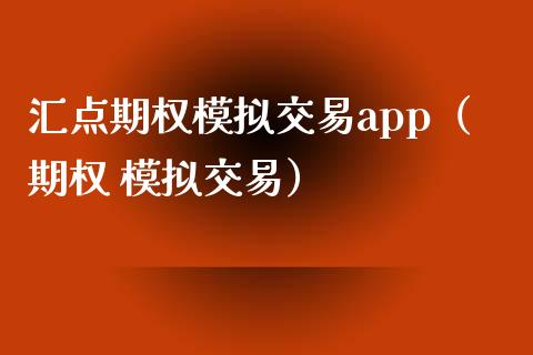 汇点期权模拟交易app（期权 模拟交易）_https://cj.lansai.wang_会计问答_第1张