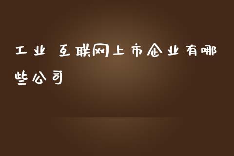 工业 互联网上市企业有哪些公司_https://cj.lansai.wang_股市问答_第1张