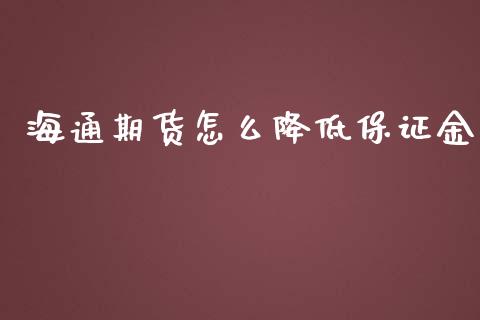 海通期货怎么降低保证金_https://cj.lansai.wang_会计问答_第1张