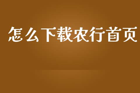 怎么下载农行首页_https://cj.lansai.wang_金融问答_第1张