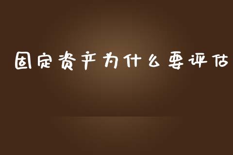 固定资产为什么要评估_https://cj.lansai.wang_会计问答_第1张